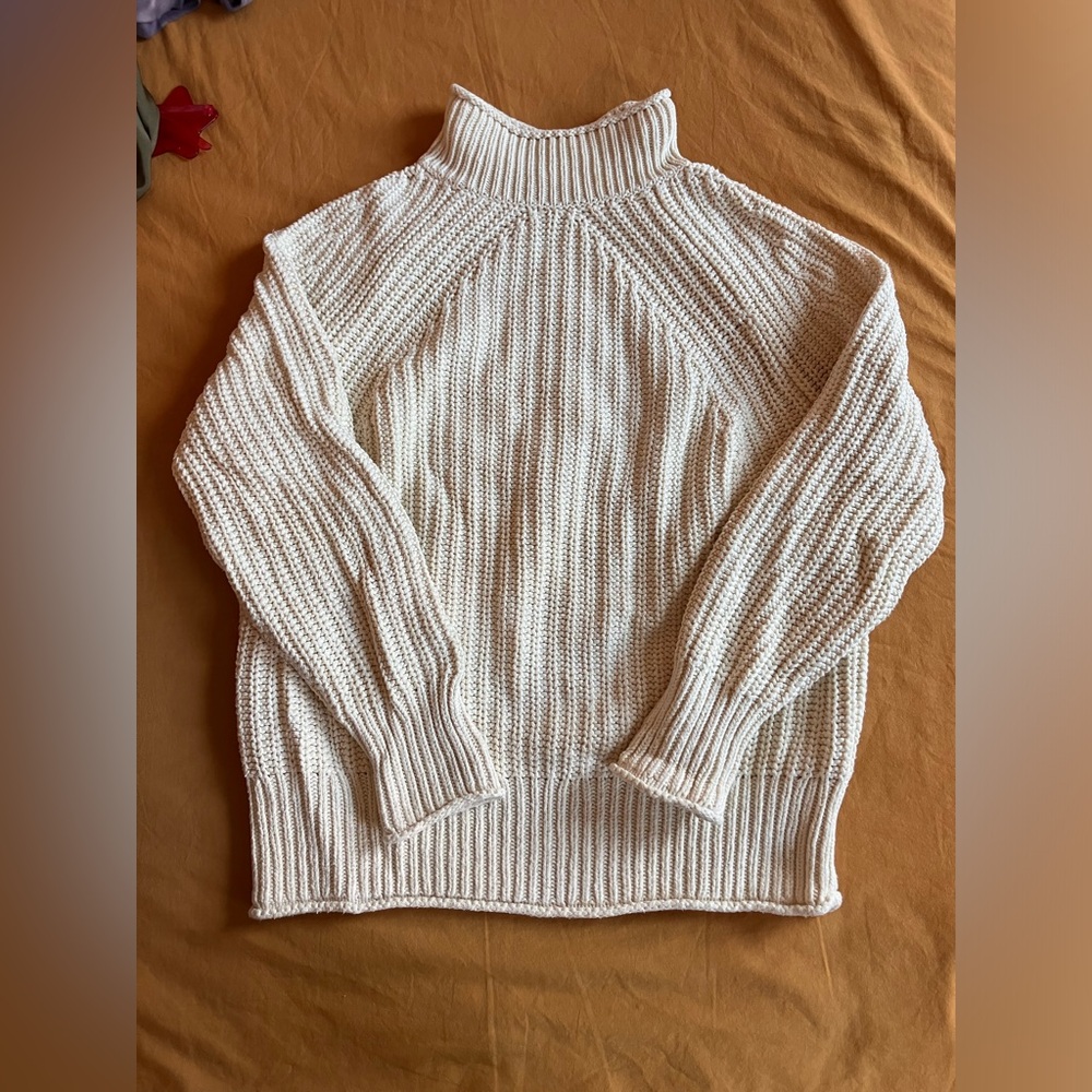 White Cableknit Turtleneck